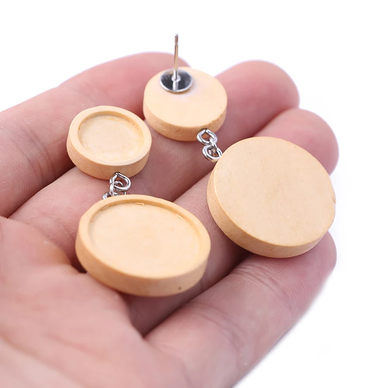 Onwear 5 пар пустые серьги гвоздики основа 20 мм 12 Дерево Кабошон Настройки diy ободок
