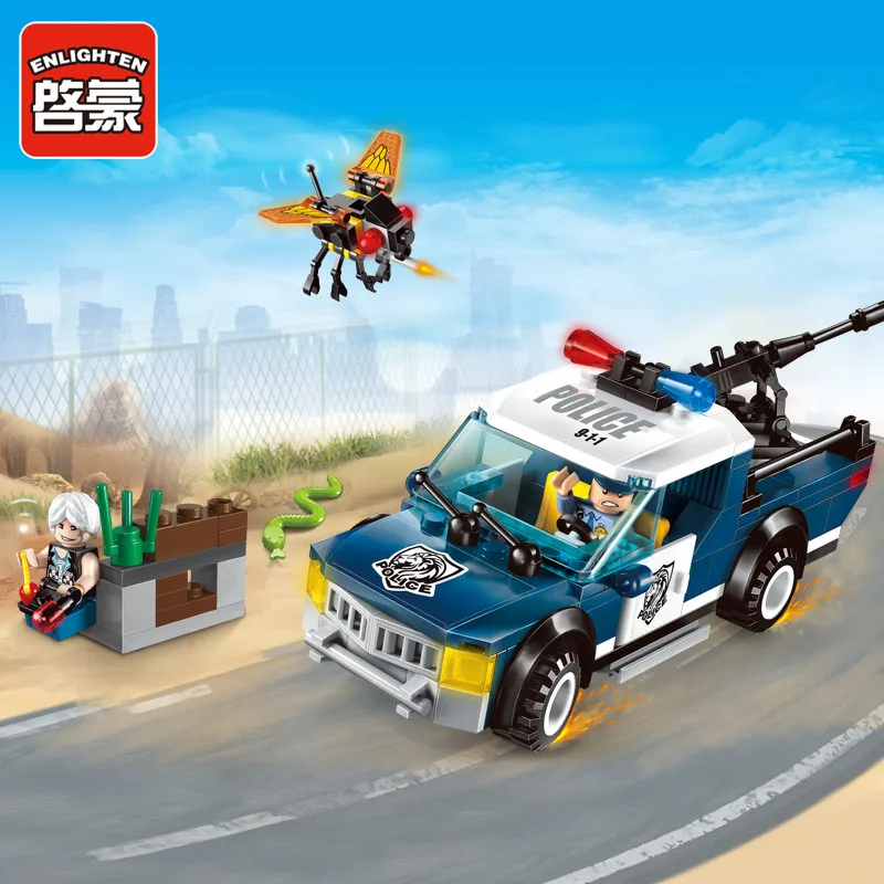 Beste ENLIGHTEN 1907 SWAT Politieagent Stad Serie Auto Chase UAV Monteren Model DIY Bouwstenen minifig Kids Speelgoed Geschenken
