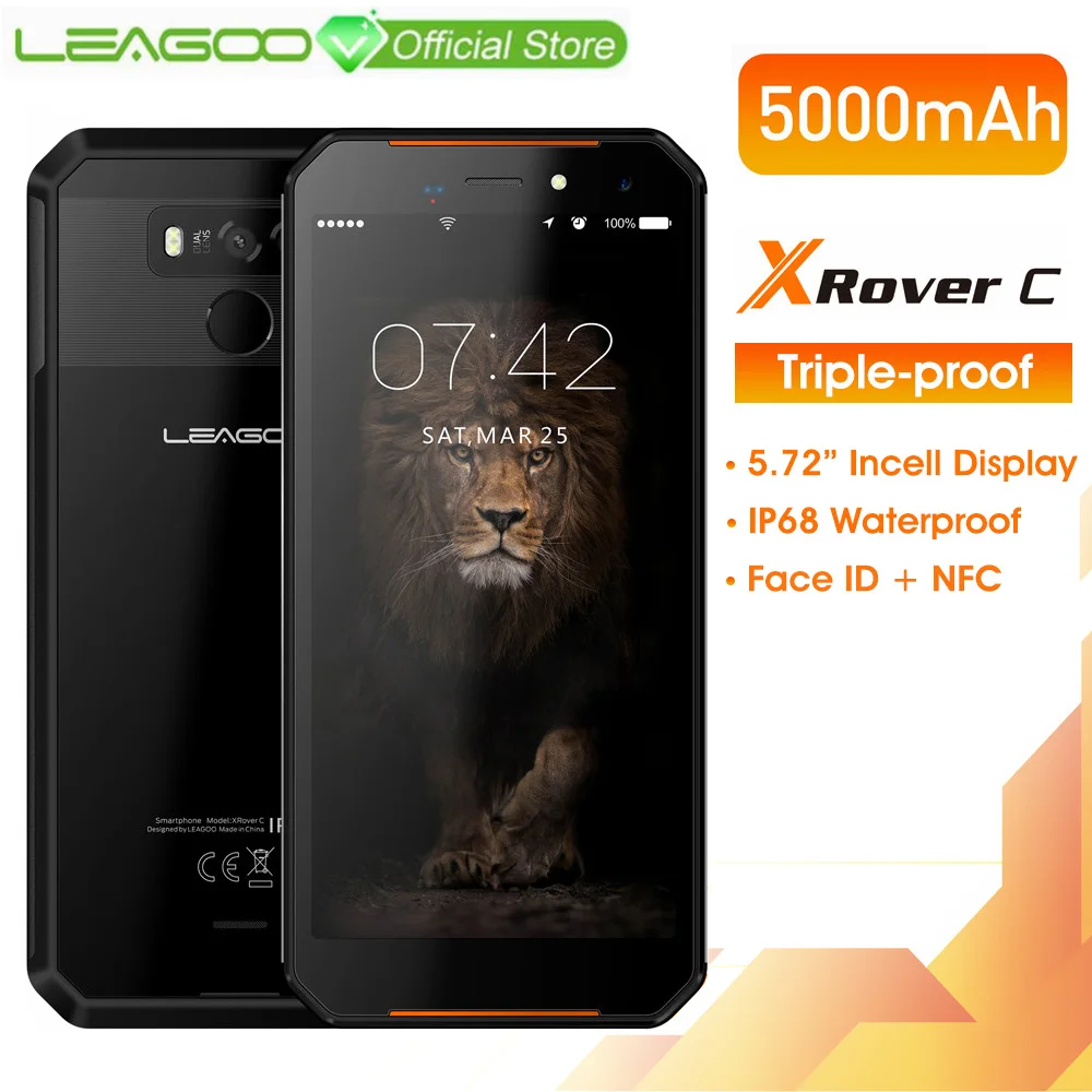 

LEAGOO X-Rover C IP68 Waterproof Smartphone 5.72" mtk6739 Quad Core 2GB 16GB 13MP 5000mAh Face Fingerprint ID Rugged Phone