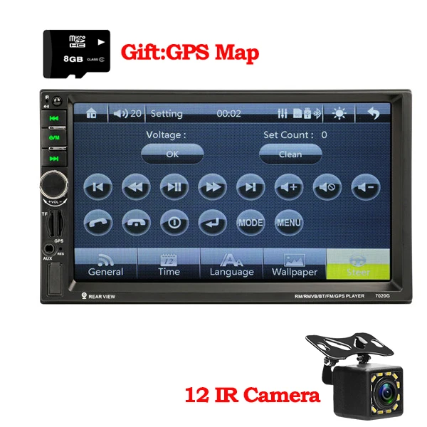 Gps навигация 7020G Авторадио 2 Din мультимедийное автомобильное радио стерео зеркальное соединение Mp5 плеер FM USB Bluetooth Авто Видео автомобильное радио - Цвет: WIth 12 camera