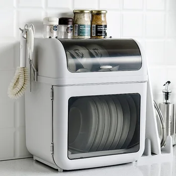 

PP Double Layers Tableware Storage Large Capacity Bowl Plate Rack Kitchen Accessories Pot Lid Holder Dust-proof Kitchen Storages