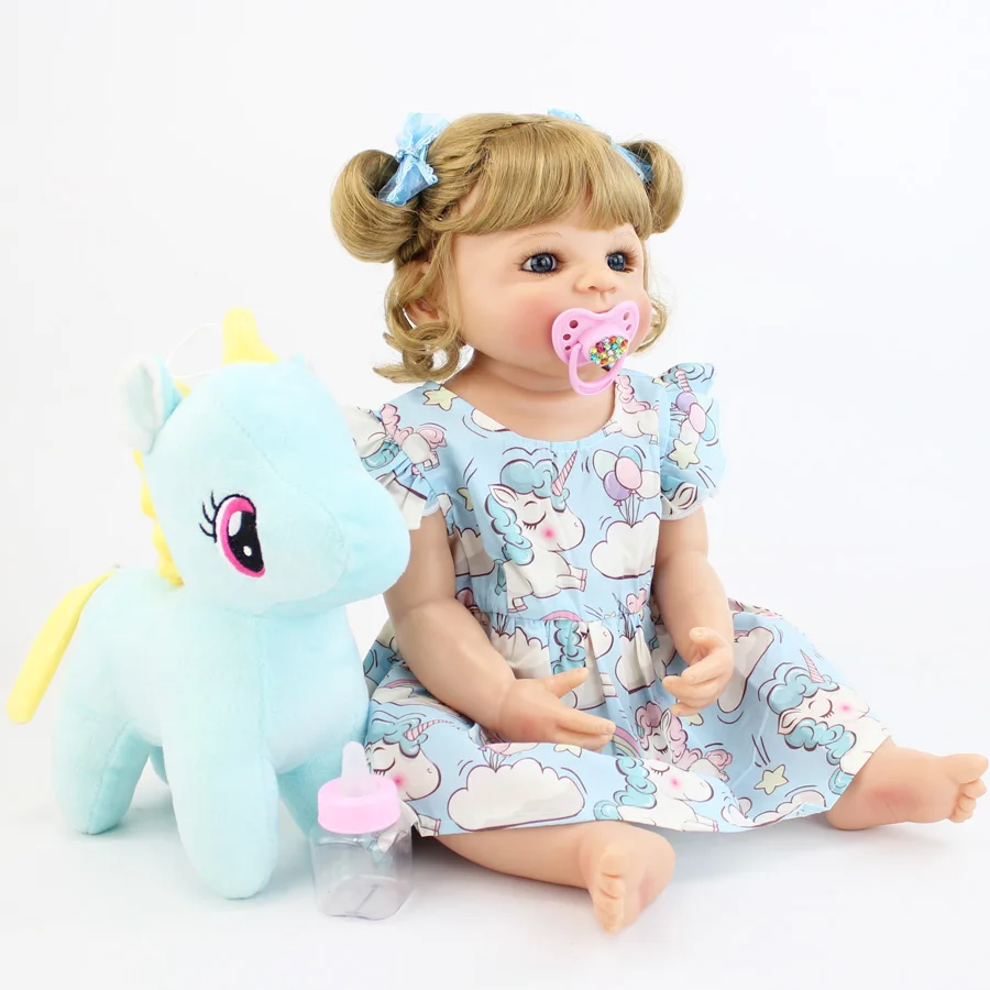 Corpo de Silicone Boneca do Bebê Brinquedo para a Menina Princesa da Criança Completo Reborn Vinil Recém-nascido Loira Bebês Bebe Banhar Presente Aniversário 55cm 7 do bebê brinquedo para a menina vinil