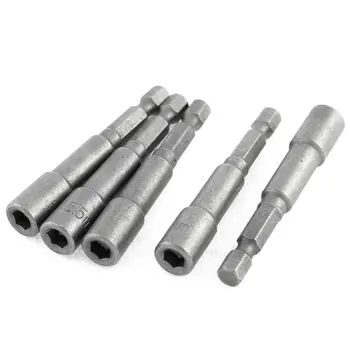 

UXCELL Hot Sale 5 Pcs 1/4" Hex Shank 5.5mm Socket Nut Driver Setter Adapter Gray