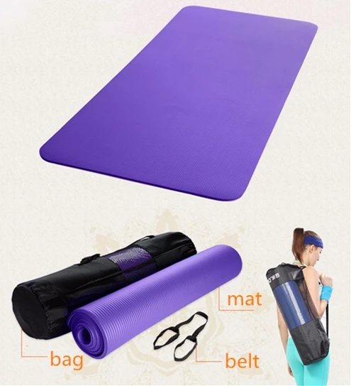 

High Density Thicken Lengthen Yoga Mat Tasteless Beginner Exercise Mat Include Mat + Bandage + Bag 185 x 80cm x 10mm