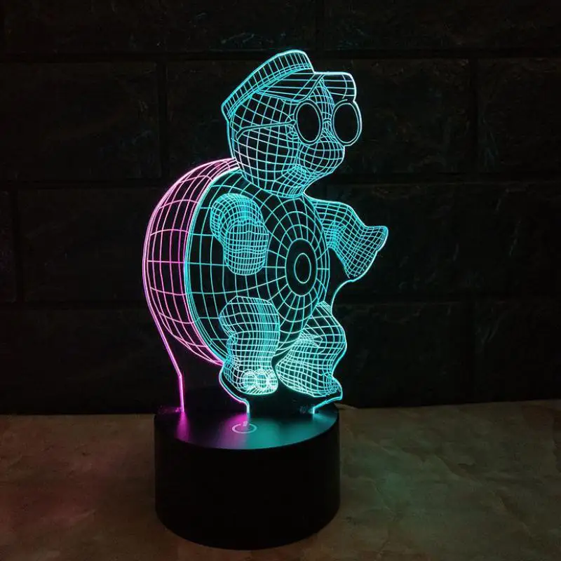 

Creative 7 Color Touch Charging Led 3d Table Lamps Remote Touch Switch Lovely 3d Desk Lamp Turtle 3d Visual Night Light