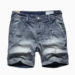 Для мужчин джинсы укороченные штаны высокого качества Для Мужчин's Повседневное джинсы с прорезями по колено штаны с потертостями и