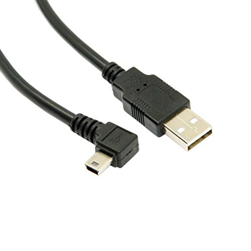 Мини-usb B Тип 5pin мужской прямоугольный 90 градусов к USB 2,0 Мужской кабель для передачи данных с ферритовым сердечником EMI 5 метров