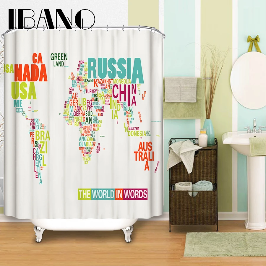 World Map Shower Curtain Pattern Custom Unique Shower