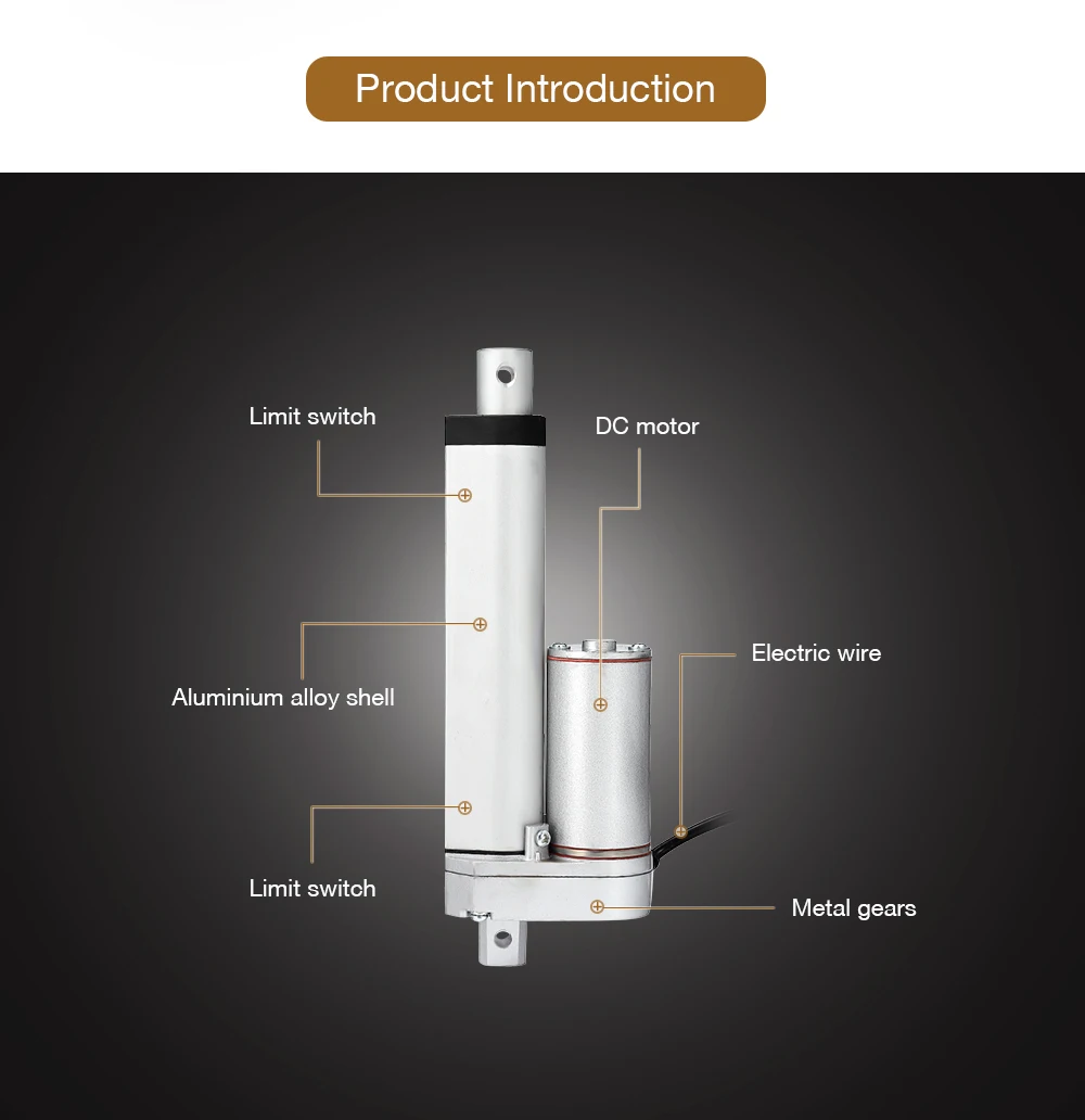 Electric Linear Actuator DC 12V 750N Progressive Electric Stroke Linear Actuator 50mm, 100mm, 150mm, 200mm, 250mm, 300mm