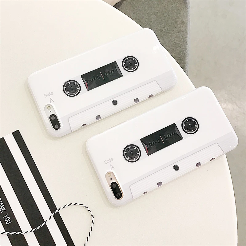 

YKUPUP Retro Music Magnetic Tape Phone Case for Iphone X Xr Xs Max Soft Silicone Back Cover for Iphone 6s 6 7 8 Plus 8plus Coque
