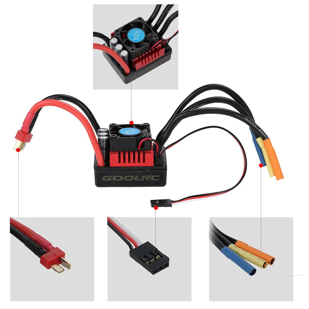 Original GoolRC S3660 3800KV Sensorless Brushless Motor 80A Brushless ESC and Program Card Combo Set for 110 RC Car Truck (11)
