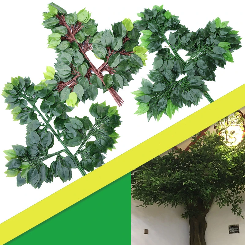 12pcs/lot Artificial Ficus Leaf Ginkgo Biloba Plastic Tree Branches Outdoor Handmade Leaves for DIY Party Home Office Decoration tall dried flowers for floor vase
