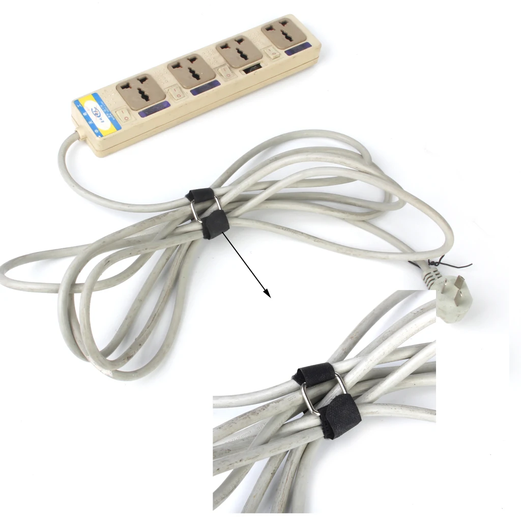 Nylon Straps Cable Tie Wire Rope Hook and Loop Organiser 10pcs Black