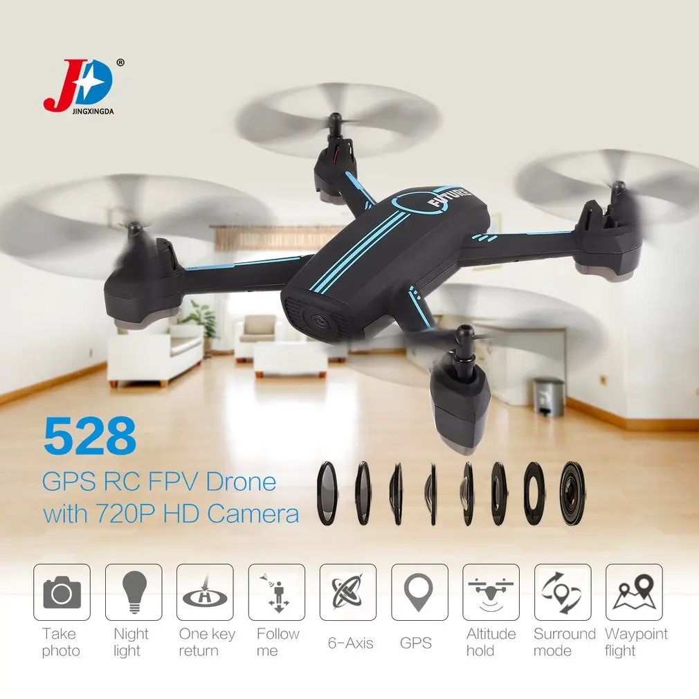 JXD 528 улучшенная версия gps Дрон wifi FPV RC Квадрокоптер с 720P HD камерой Квадрокоптер в реальном времени Waypoint Flight RC Дрон