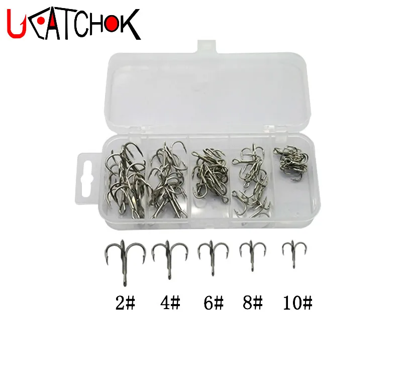 Caixa de Vários Tamanho do Aço de Carbono Caixa de Combinação Equipamento de Pesca Caixa Origem Kit Elevado Gancho Treble Três Anchor Ganchos Triplos Conjunto 48 Pçs - 5 Esporte e Lazer