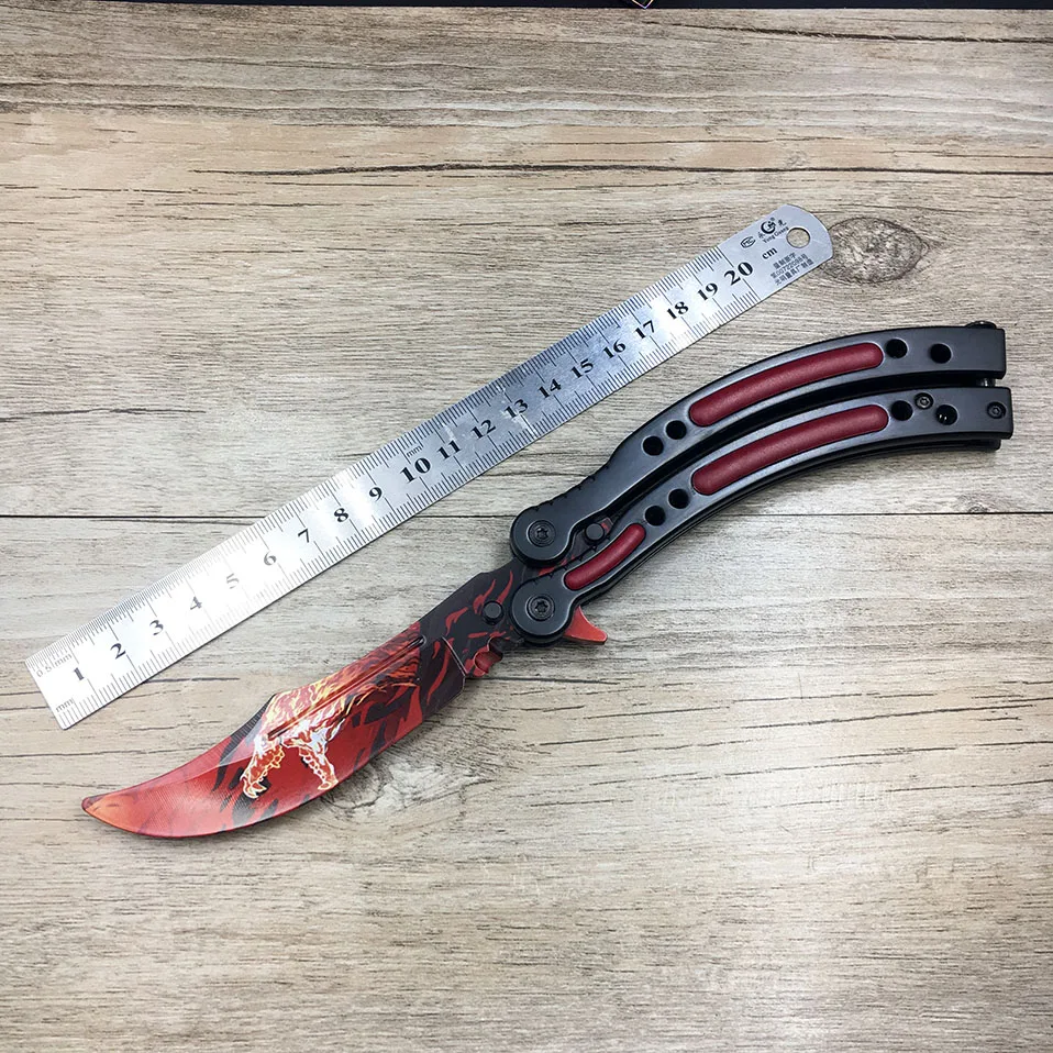 Swayboo butterfly in knife CS GO Karambit Knife practice folding Knife butterfly trainer game knife dull blade no edge tool