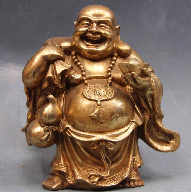 

Chinese folk Bronze Copper Rohan Happy Laugh Maitreya Buddha happy buddha Statue
