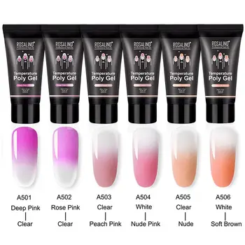 

ROSALIND 30ml 6 Colors Nail Temperature Poly Gel Lasting xFast Extension Nails Polish Color Change Nail Gels