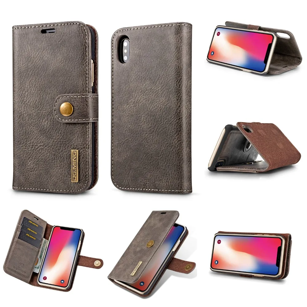 DG Ming Luxury Genuine Leather Multi Folded Wallet Cover for Iphone XR