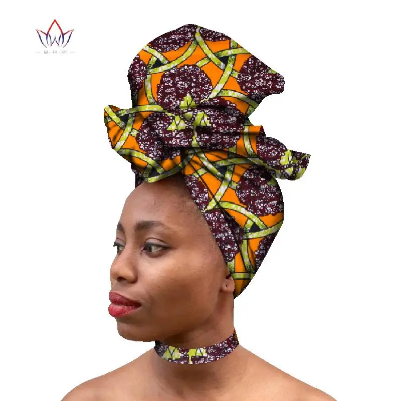 Африканский головной убор и ожерелье 2 шт. Африканский женский шарф на голову трендиальный стиль Африканский головной убор Дашики головной убор для женщин - Цвет: 18