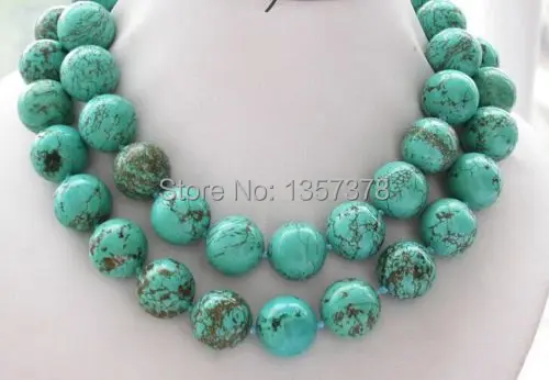 

bjc 000209 10mm Rare Natural Green-Blue Beads Turquoise Necklace 35inch