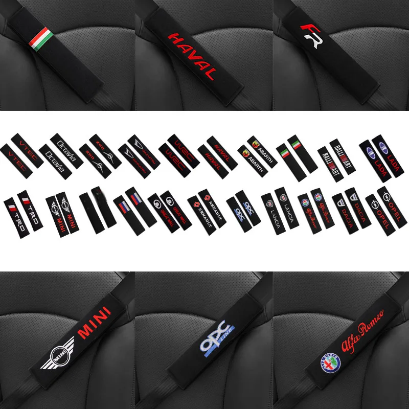 

2pcs Seat Belt Cover Shoulder Pads car seat belt case for for BMW AUDI Mercedes Benz AMG Volkswagen Toyota TRD Renault Opel