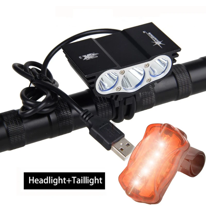 Perfect USB 10000LM LED Bike Headlamps3XT6  LED Bike Light  Front Handlebar Torch +Rechargeable 4x18650 Battery+Charger 28