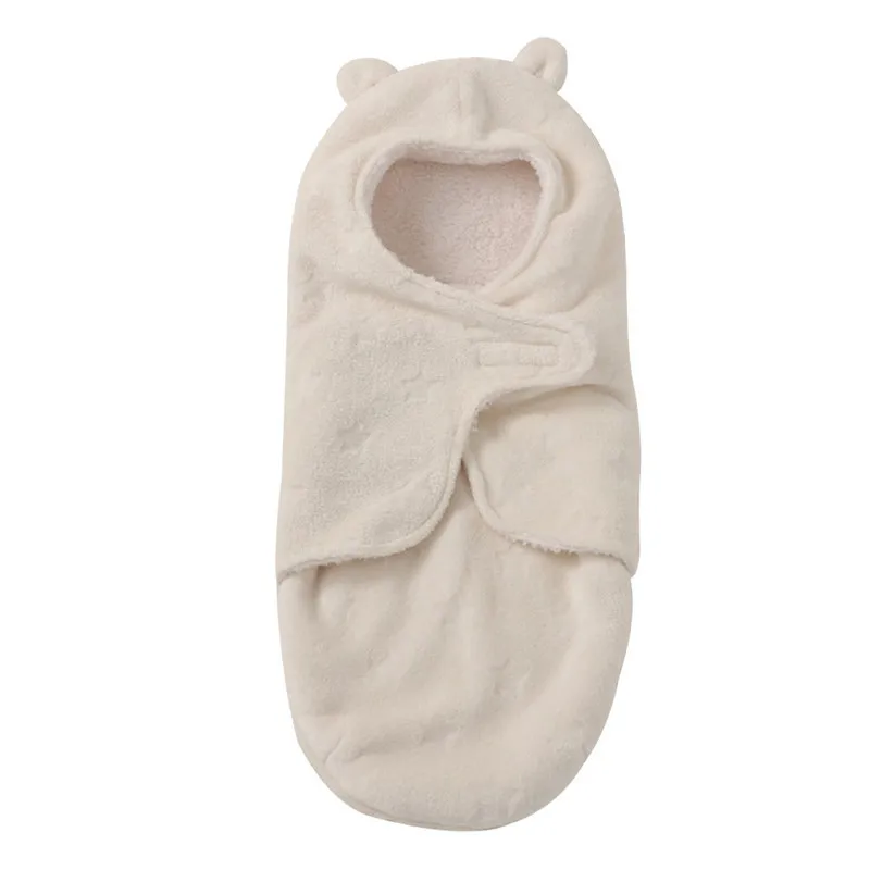 Детский теплый спальный мешок, розовый, для пеленания, пушистый, удобный, двухслойный, анти-ногами, теплый, одеяло, мешок для младенцев - Цвет: Beige