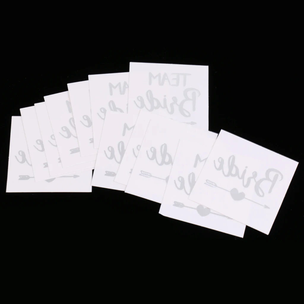 MagiDeal 12x Metallic Team Bride Groom Temporary Tattoos Wedding Stickers Waterproof Tattoo Sticker