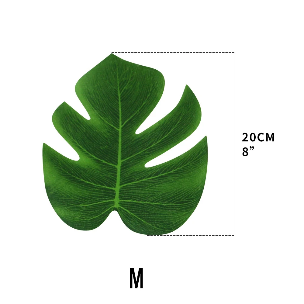 12 шт./лот, для летней тропической вечеринки, искусственные Пальмовые Листья, Гавайские, Луау, для вечеринки, джунгли, пляж, тематическая вечеринка, украшение для вечеринки, Гавайи - Цвет: M 12pcs