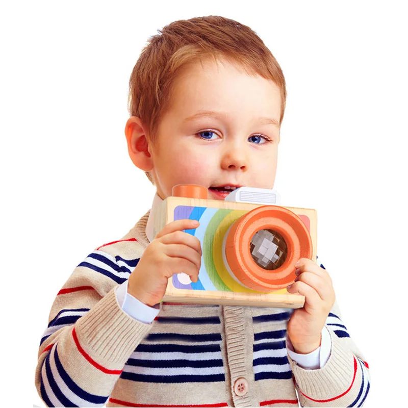 

Montessori Toys Kids Early Educational Learning Wooden Toys for Children Simulation Camera Bee Eye Effect Magic Kaleidoscope