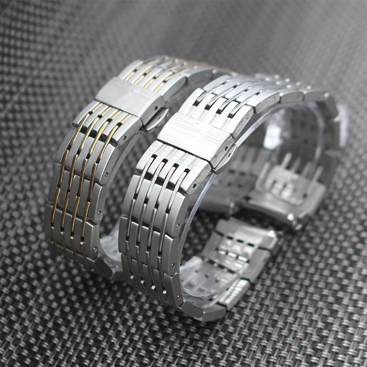 20mm Hot Sell New Man Silver Polished 316L Solid Stainless Steel Curved End Watchband Strap Bracelet