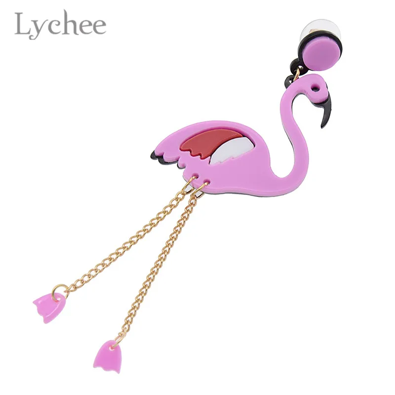 Lychee акриловые Фламинго висячие серьги с милыми животными Розовый фламинго
