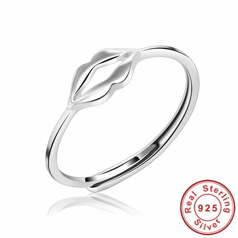 

Anniversary Rings For Women Resizable Handmade Lip Shaped Ring Band Sterling Silver 925