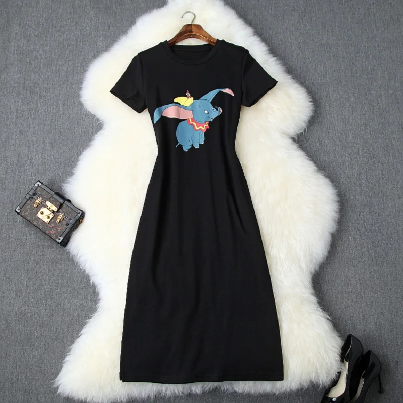 

High Street party dresses 2019 new Superior quality Spring summer Short-sleeved T-shirt Loose dress women elegant Casual Dress