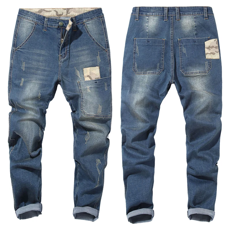 Мужские джинсы от Harlan размера плюс 42, 44, 46, 48, новинка, модные камуфляжные эластичные брюки, мужские брендовые штаны, черные, синие
