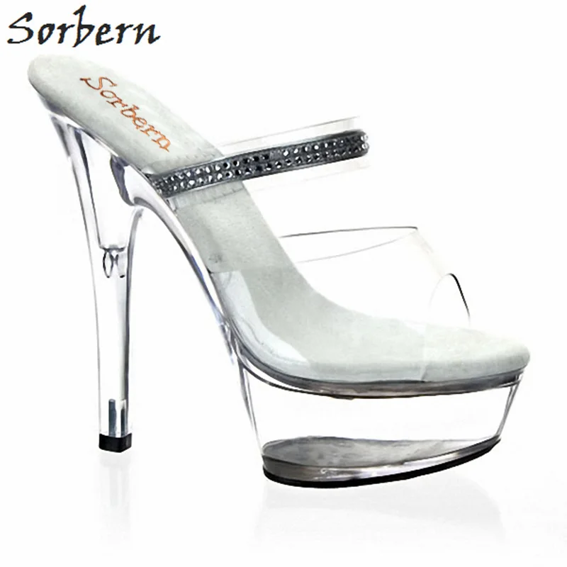 

Sorbern High Heels Sandals Women Designer Shoes Women Transparent Sole Platform 5Cm High Heels Ladies Rhinestone Sandals