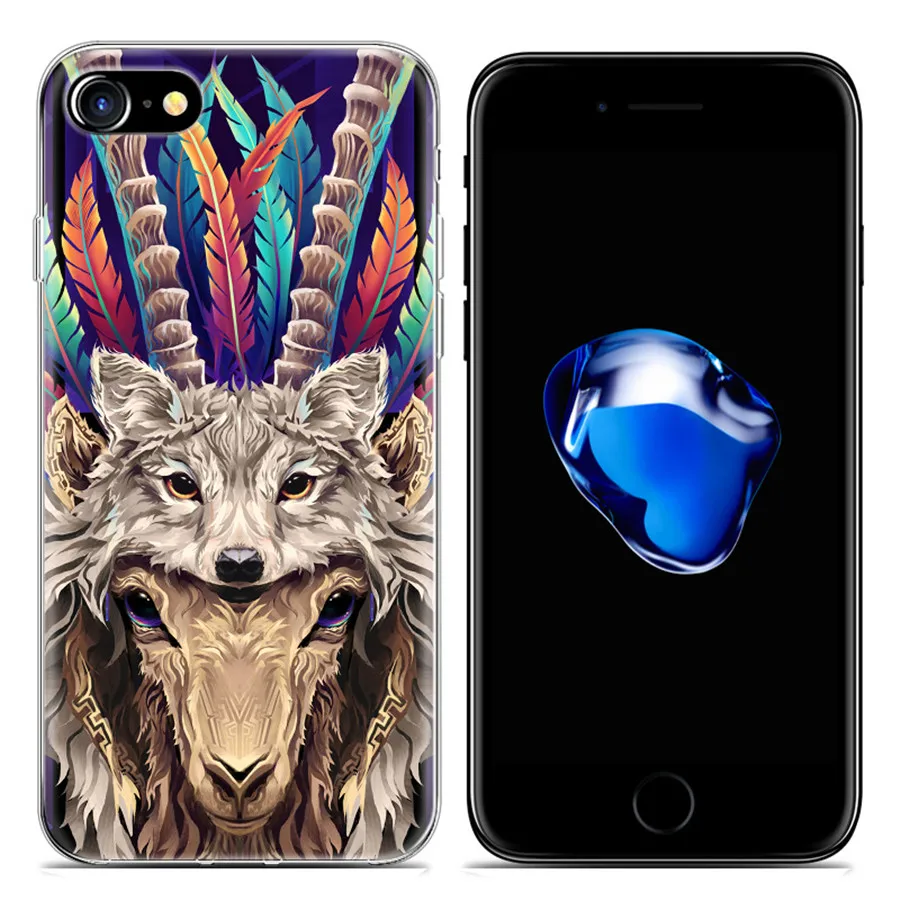 Для Apple iPhone 6 Plus 7 Мобильного Телефона Soft Case Мода для Животных Тотем Живопись