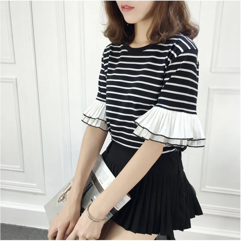 

Pengpious 2019 Korean style loose cotton short sleeve stripe lactation clothes nursing tops half sleeve breastfeeding t-shirts