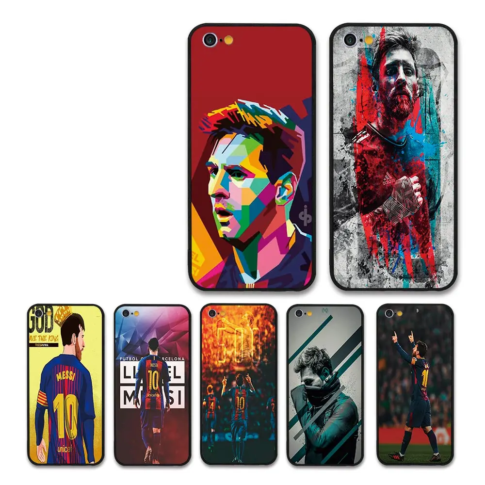 

European Football Soccer Messi Jersey style Barcelona black case for Apple iPhone 5 6 7 8 8plus/7plus/6plus X XR XSMAX cases