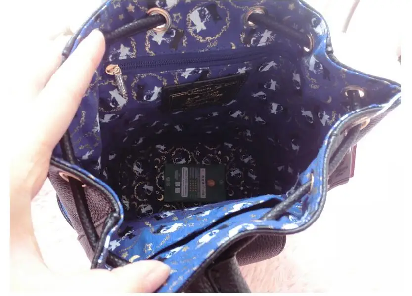 Mochila de Metal com Logo para Senhoras Multifuncional em Couro Logotipo de Metal Mochila Preta Branca Luna 1 Peça pu Lua ou 7 Bolsas e Malas