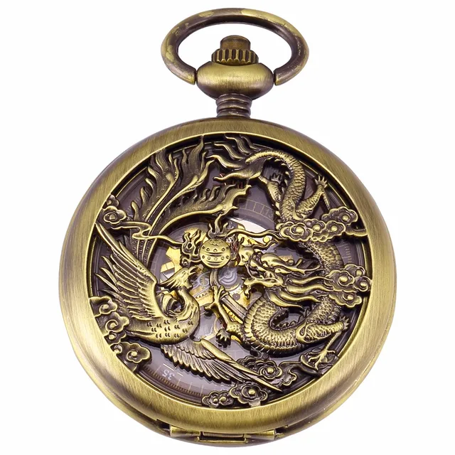 Luxury Hollow Dragon Case Hunter Roman Steampunk Skeleton Craft Mechanical Pocke Luxury Hollow Dragon Case Hunter Roman Steampunk Skeleton Craft Mechanical Pocke