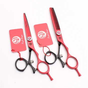 

Z9019 5.5" 16cm Japan 440C Purple Dragon Red Swivel Scissors for Hairdressers Cutting Shear Thinning Scissors Haircut Style Tool