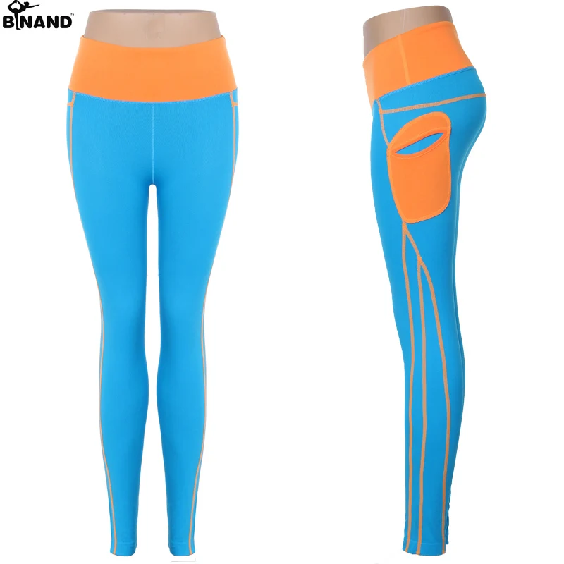 2016 Push Up Spandex Yoga Pants With Side Pocket Patchwork High Waist Elastic Leggings Gym Workout Clothes Women Running Pants
