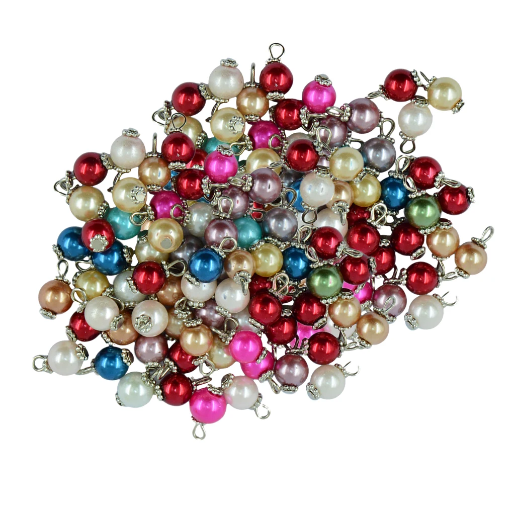 100pcs Assorted Colors Charms Glass Pearl Pendant for Dangle Earring Bracelet Jewelry Making Accessories 14 x 8 mm