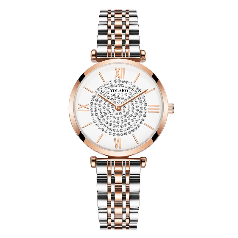 Модные кварцевые наручные часы Gypsophila с бриллиантами, Брендовые Часы для отдыха для женщин, женские часы с ремешком из нержавеющей стали - Цвет: black