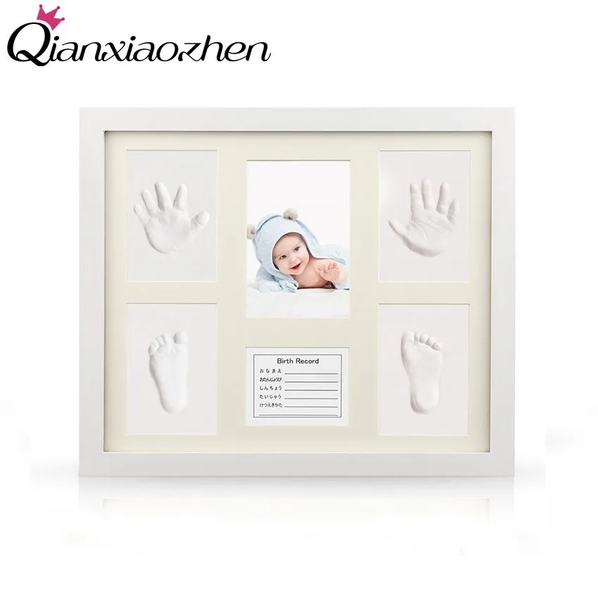 

Qianxiaozhen Newborn Baby DIY Handprint Footprint Photo Frame Baby Frame Nontoxic Fingerprints Inkpad Baby Shower Souvenir
