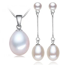 2016 Wholesale Price 100%natural freshwater pearl set pendant,drop earrings high quality jewelry 925 sterling silver best gifts