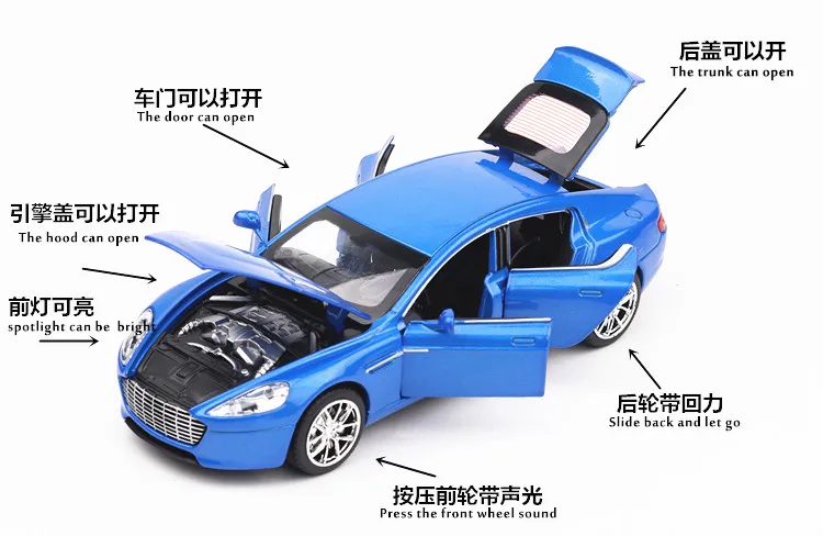 6 дверца-открытая модель роскошные автомобили 1/32 литьем под давлением коллекция моделей автомобилей и игрушечный автомобиль 4 цвета W/светильник и прослушивание музыки - Цвет: Blue