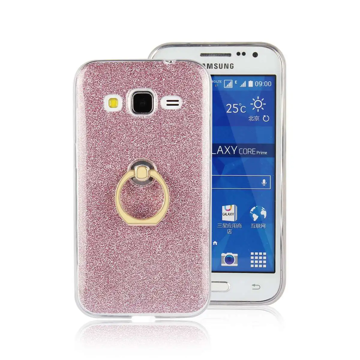 Блестящий чехол подставка с кольцом для samsung G360 Galaxy Core Prime Siliocne чехол|Бамперы| |